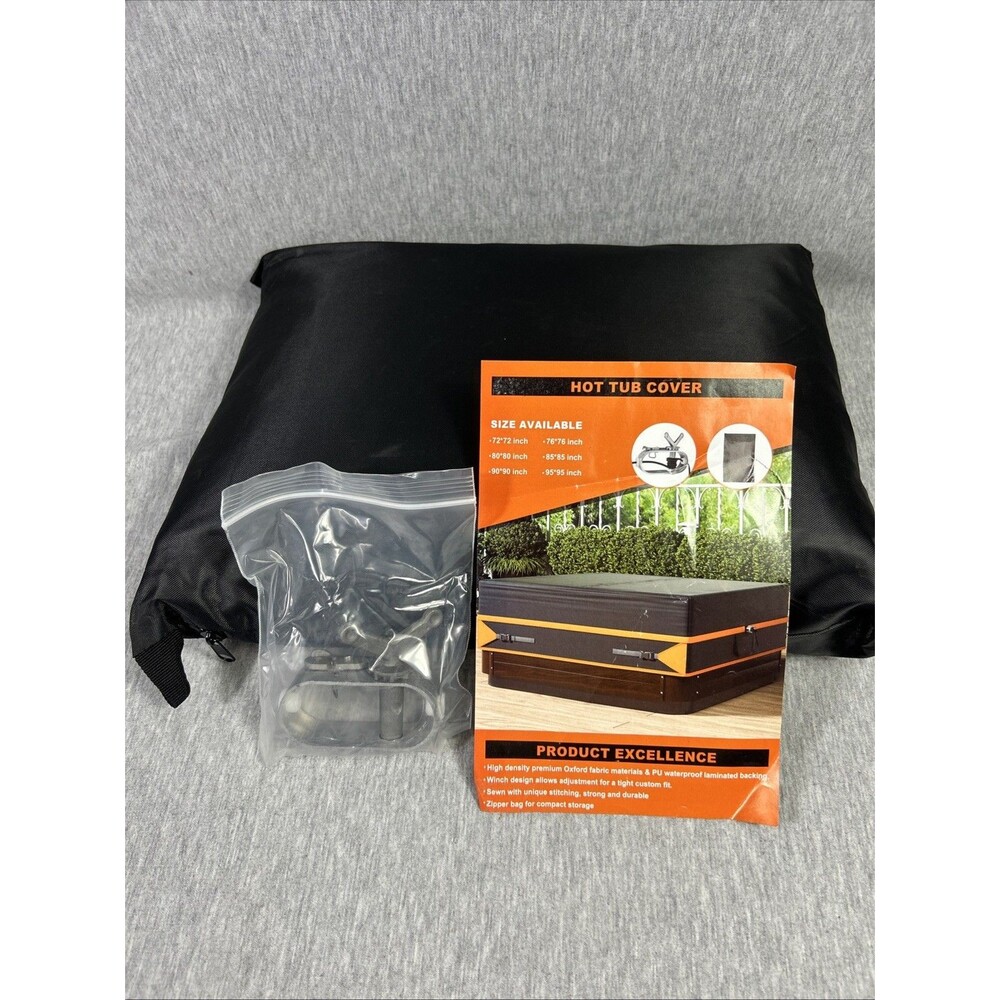 Outdoor Hot Tub Cover 85 x 85 x 20 Inch Weatherproof and Waterproof Black